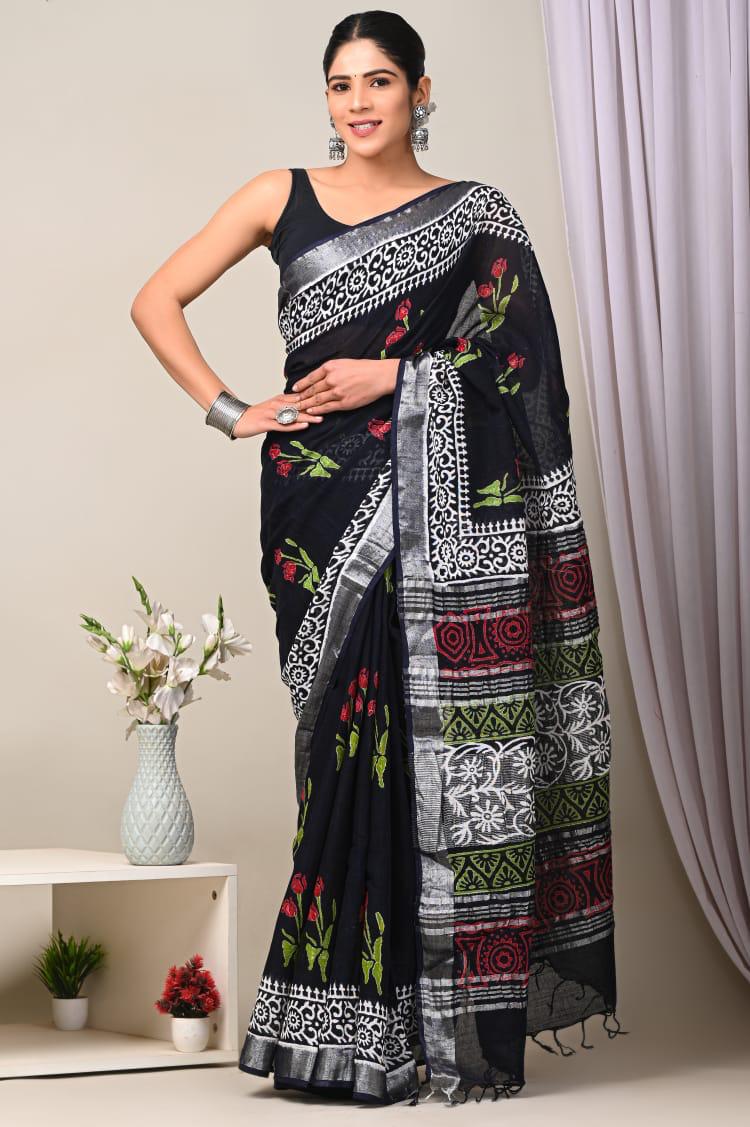 Cotton linen saree -1