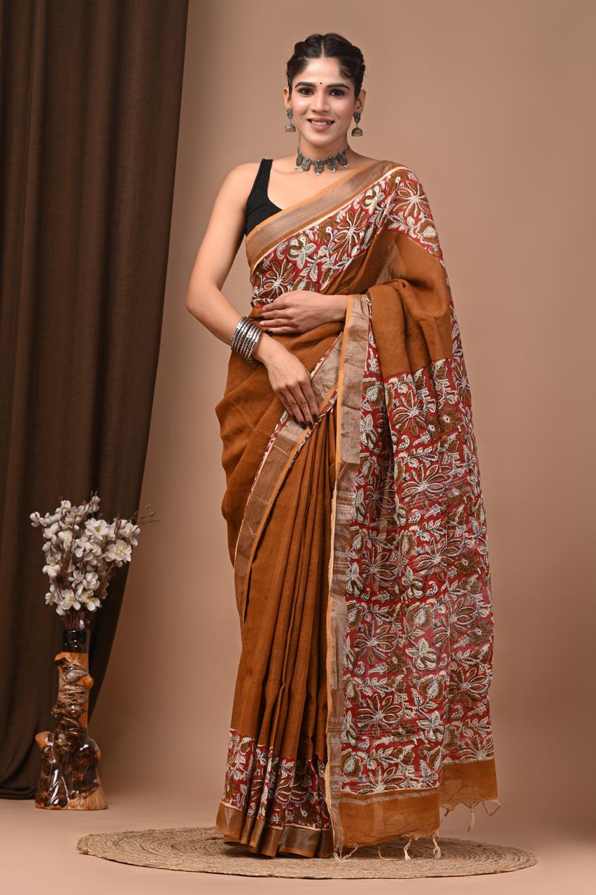 Cotton linen saree -24