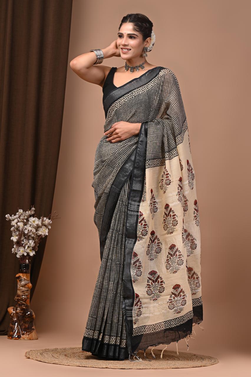 Cotton linen saree -25