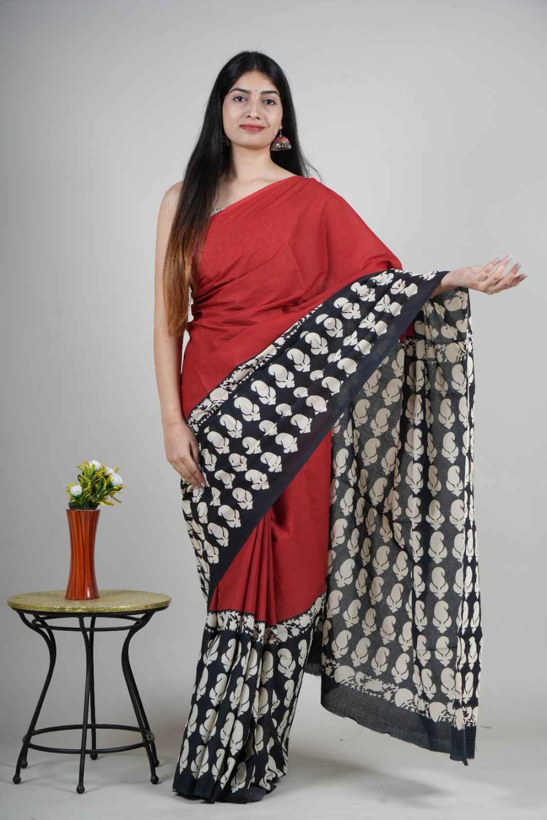 Pure Cotton Mulmul Saree-16